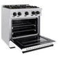 ZLINE Autograph Edition 30 in. 4.2 cu. ft. Classic Gas Range with 4 Burner Cooktop and Convection Gas Oven in Satin Stainless Steel with White Matte Door and Matte Black Accents, Open Box-Great Condition