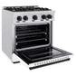 ZLINE Autograph Edition 30 in. 4.2 cu. ft. Classic Gas Range with 4 Burner Cooktop and Convection Gas Oven in Satin Stainless Steel with White Matte Door and Matte Black Accents, Open Box-Good Condition