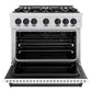 ZLINE Autograph Edition 36 in. 5.2 cu. ft. Classic Gas Range with 6 Burner Cooktop and Convection Gas Oven in Satin Stainless Steel with White Matte Door and Matte Black Accents, Open Box-Great Condition