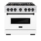 ZLINE Autograph Edition 48 in. 6.7 cu. ft. Classic Double Oven Gas Range with 8 Burner Cooktop in Satin Stainless Steel with White Matte Doors and Champagne Bronze Accents, Open Box-Great Condition