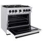 ZLINE Autograph Edition 36 in. 5.2 cu. ft. Classic Gas Range with 6 Burner Cooktop and Convection Gas Oven in Satin Stainless Steel with White Matte Door and Matte Black Accents, Open Box-Good Condition