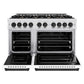 ZLINE Autograph Edition 48 in. 6.7 cu. ft. Classic Double Oven Gas Range with 8 Burner Cooktop in Satin Stainless Steel with White Matte Doors and Matte Black Accents, Open Box-Good Condition