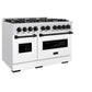 ZLINE Autograph Edition 48 in. 6.7 cu. ft. Classic Double Oven Gas Range with 8 Burner Cooktop in Satin Stainless Steel with White Matte Doors and Matte Black Accents, Open Box-Good Condition