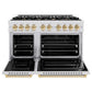 ZLINE Autograph Edition 48 in. 6.7 cu. ft. Classic Double Oven Gas Range with 8 Burner Cooktop in Satin Stainless Steel and Polished Gold Accents, Open Box-Good Condition