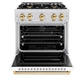 ZLINE Autograph Edition 30 in. 4.2 cu. ft. Classic Gas Range with 4 Burner Cooktop and Convection Gas Oven in Satin Stainless Steel with White Matte Door and Polished Gold Accents, Open Box-Great Condition