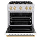 ZLINE Autograph Edition 30 in. 4.2 cu. ft. Classic Gas Range with 4 Burner Cooktop and Convection Gas Oven in Satin Stainless Steel with White Matte Door and Polished Gold Accents, Open Box-Good Condition