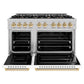 ZLINE Autograph Edition 48 in. 6.7 cu. ft. Classic Double Oven Gas Range with 8 Burner Cooktop in Satin Stainless Steel with White Matte Doors and Polished Gold Accents, Open Box-Great Condition