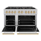 ZLINE Autograph Edition 48 in. 6.7 cu. ft. Classic Double Oven Gas Range with 8 Burner Cooktop in Satin Stainless Steel with White Matte Doors and Polished Gold Accents, Open Box-Good Condition