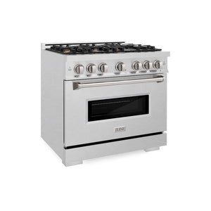 ZLINE 36 in. 5.2 cu. ft. Classic Gas Range with Convection Gas Oven in Satin Stainless Steel with 6 Brass Burners (CGRS-BR-36) main image.