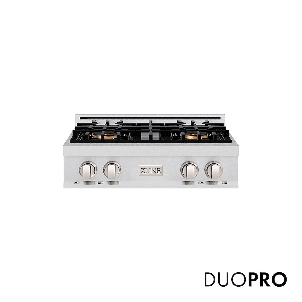 ZLINE 30 in. Classic Gas Rangetop with 4 Burner DuoPro™ Cooktop in Satin Stainless Steel, Open Box-Good Condition