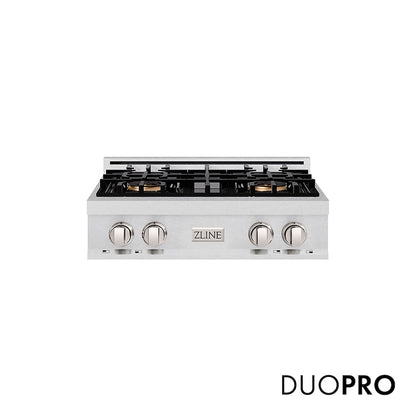 ZLINE 30 in. Classic Gas Rangetop with 4 Burner DuoPro™ Cooktop in Satin Stainless Steel, Open Box-Good Condition