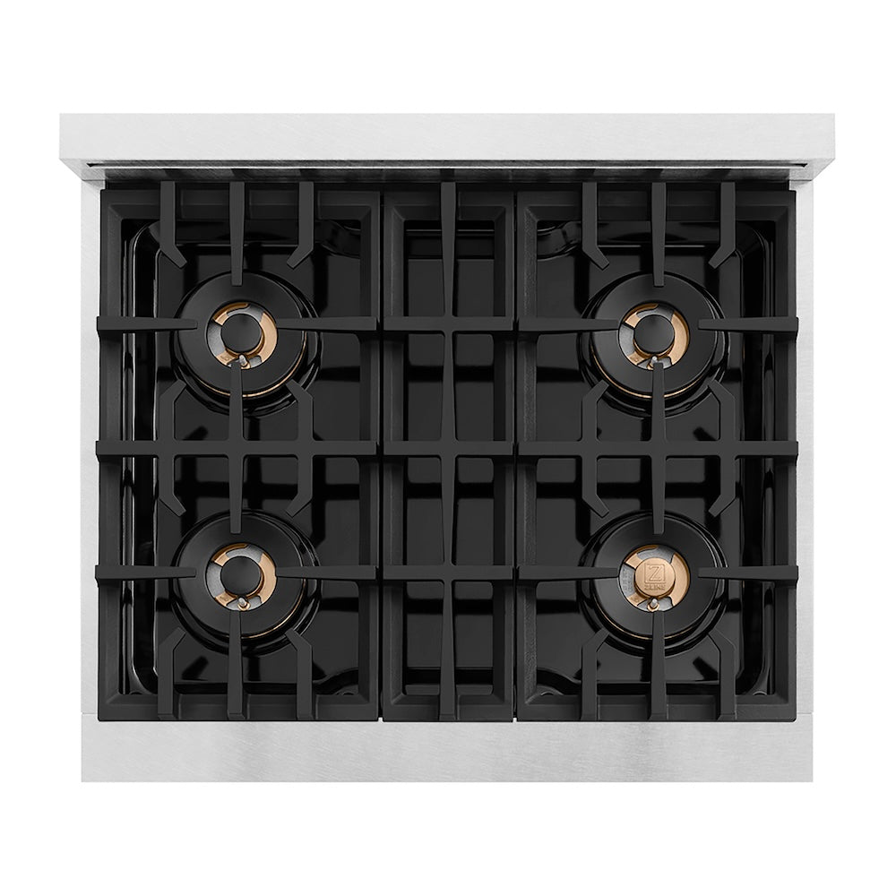 ZLINE Autograph Edition 30 in. Classic Gas Rangetop with 4 Burner DuoPro™ Cooktop in Satin Stainless Steel and Polished Gold Accents, Open Box-Good Condition