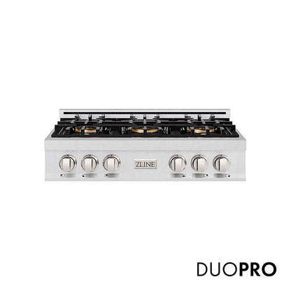 ZLINE 36 in. Classic Gas Rangetop with 6 Burner DuoPro™ Cooktop in Satin Stainless Steel, Open Box-Great Condition