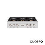 ZLINE 36 in. Classic Gas Rangetop with 6 Burner DuoPro™ Cooktop in Satin Stainless Steel, Open Box-Good Condition