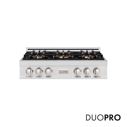 ZLINE 36 in. Classic Gas Rangetop with 6 Burner DuoPro™ Cooktop in Satin Stainless Steel, Open Box-Good Condition