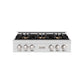 ZLINE 36 in. Classic Gas Rangetop with 6 Burner DuoPro™ Cooktop in Satin Stainless Steel (PCRTS-36) front.