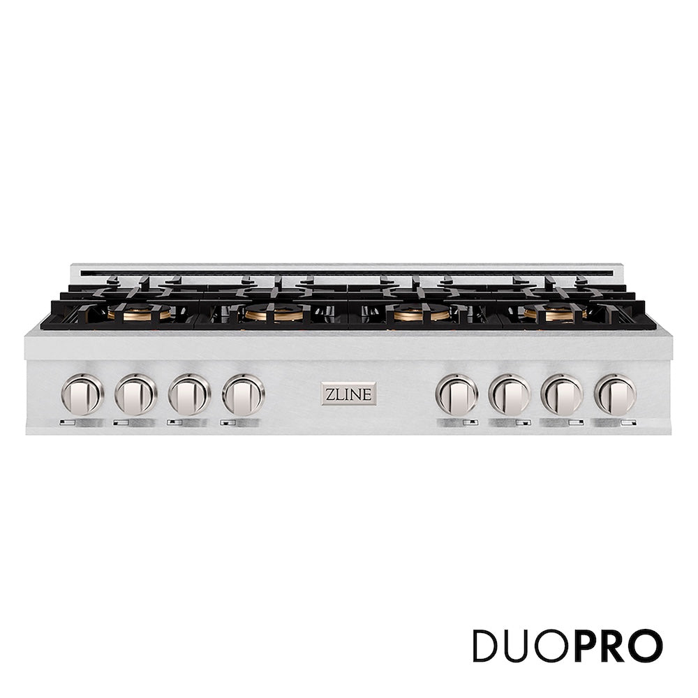 ZLINE 48 in. Classic Gas Rangetop with 8 Burner DuoPro™ Cooktop in Satin Stainless Steel, Open Box-Good Condition