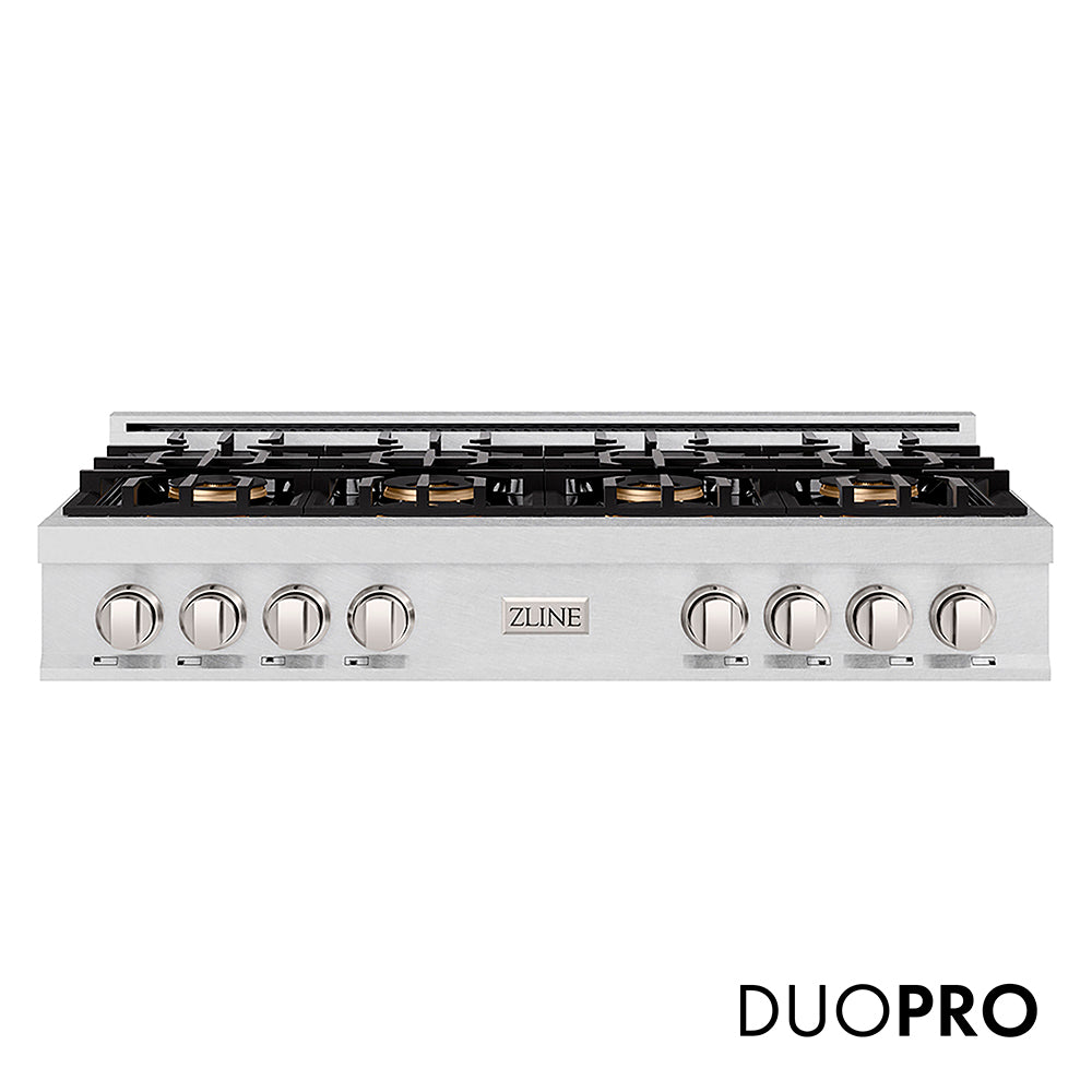 ZLINE 48 in. Classic Gas Rangetop with 8 Burner DuoPro™ Cooktop in Satin Stainless Steel, Open Box-Great Condition main image.