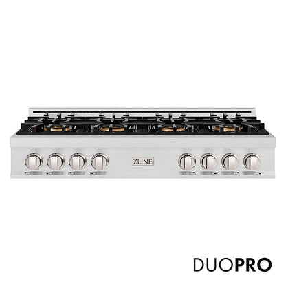 ZLINE 48 in. Classic Gas Rangetop with 8 Burner DuoPro™ Cooktop in Satin Stainless Steel, Open Box-Great Condition