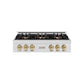ZLINE Autograph Edition 36 in. Classic Gas Rangetop with 6 Burner DuoPro™ Cooktop in Satin Stainless Steel and Champagne Bronze Accents (PCRTSZ-36-CB) front.