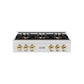 ZLINE Autograph Edition 36 in. Classic Gas Rangetop with 6 Burner DuoPro™ Cooktop in Satin Stainless Steel and Polished Gold Accents, Open Box-Good Condition