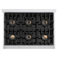 ZLINE Autograph Edition 36 in. Classic Gas Rangetop with 6 Burner DuoPro™ Cooktop in Satin Stainless Steel and Polished Gold Accents, Open Box-Good Condition