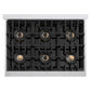 ZLINE Autograph Edition 36 in. Classic Gas Rangetop with 6 Burner DuoPro™ Cooktop in Satin Stainless Steel and Polished Gold Accents, Open Box-Great Condition