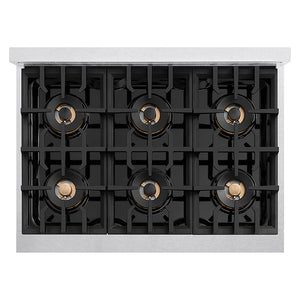 ZLINE Autograph Edition 36 in. Classic Gas Rangetop with 6 Burner DuoPro™ Cooktop in Satin Stainless Steel and Matte Black Accents, Open Box-Great Condition