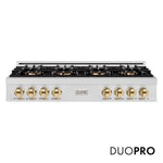 ZLINE Autograph Edition 48 in. Classic Gas Rangetop with 8 Burner DuoPro™ Cooktop in Satin Stainless Steel and Polished Gold Accents, Open Box-Good Condition