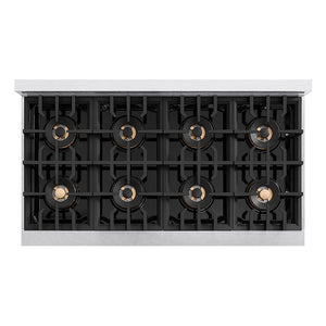 ZLINE Autograph Edition 48 in. Classic Gas Rangetop with 8 Burner DuoPro™ Cooktop in Satin Stainless Steel and Polished Gold Accents, Open Box-Good Condition