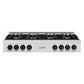 ZLINE Autograph Edition 48 in. Classic Gas Rangetop with 8 Burner DuoPro™ Cooktop in Satin Stainless Steel and Matte Black Accents (PCRTSZ-48-MB) front.
