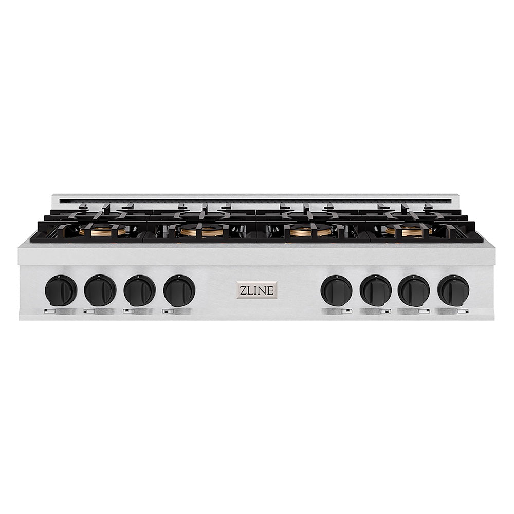 ZLINE Autograph Edition 48 in. Classic Gas Rangetop with 8 Burner DuoPro™ Cooktop in Satin Stainless Steel and Matte Black Accents, Open Box-Good Condition