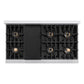 ZLINE Autograph Edition 48 in. Classic Gas Rangetop with 8 Burner DuoPro™ Cooktop in Satin Stainless Steel and Matte Black Accents (PCRTSZ-48-MB) top-down, above cooktop.