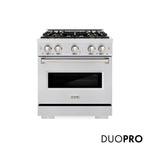 ZLINE 30 in. 4.2 cu. ft. Classic Dual Fuel Range with 4 Burner DuoPro™ Cooktop and Electric Convection Oven in Satin Stainless Steel, Open Box-Great Condition