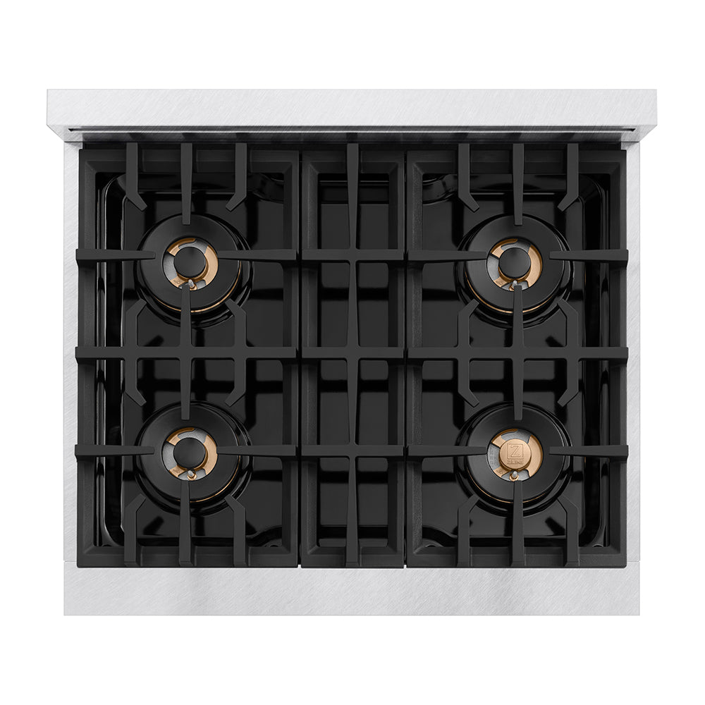 ZLINE 30 in. 4.2 cu. ft. Classic Dual Fuel Range with 4 Burner DuoPro™ Cooktop and Electric Convection Oven in Satin Stainless Steel, Open Box-Great Condition