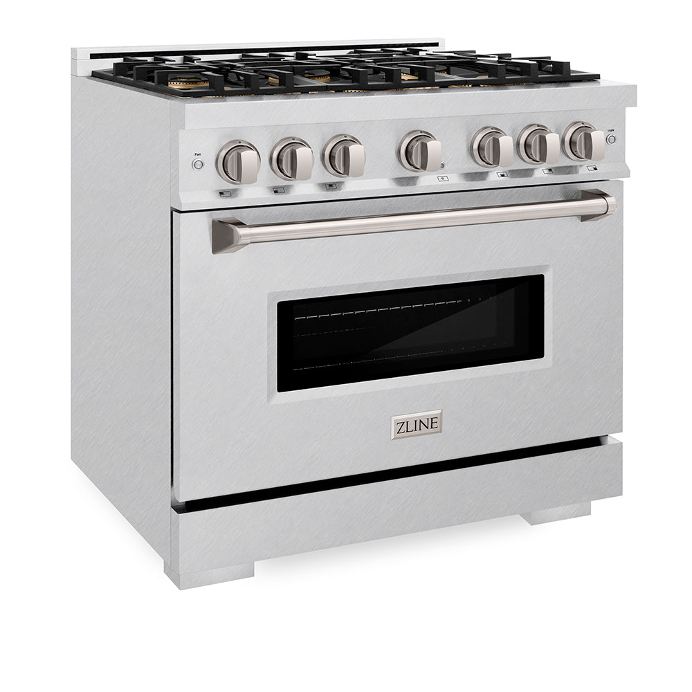 ZLINE 36 in. 5.2 cu. ft. Classic Dual Fuel Range with 6 Burner DuoPro™ Cooktop and Electric Convection Oven in Satin Stainless Steel, Open Box-Great Condition