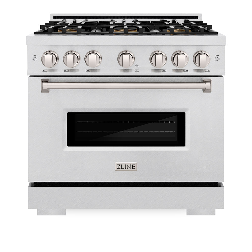 ZLINE 36 in. 5.2 cu. ft. Classic Dual Fuel Range with 6 Burner DuoPro™ Cooktop and Electric Convection Oven in Satin Stainless Steel, Open Box-Great Condition