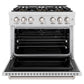 ZLINE 36 in. 5.2 cu. ft. Classic Dual Fuel Range with 6 Burner DuoPro™ Cooktop and Electric Convection Oven in Satin Stainless Steel, Open Box-Great Condition