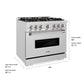 ZLINE 36 in. 5.2 cu. ft. Classic Dual Fuel Range with 6 Burner DuoPro™ Cooktop and Electric Convection Oven in Satin Stainless Steel, Open Box-Great Condition