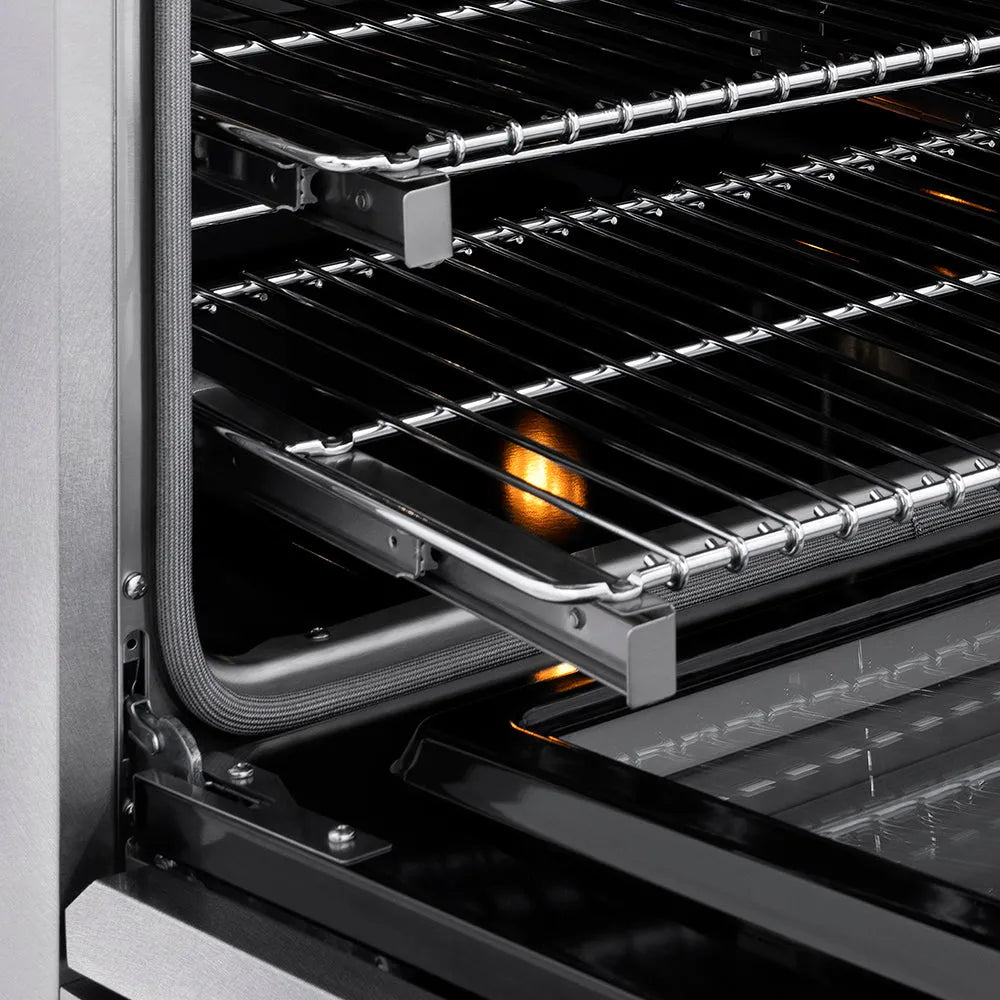 ZLINE 36 in. 5.2 cu. ft. Classic Dual Fuel Range with 6 Burner DuoPro™ Cooktop and Electric Convection Oven in Satin Stainless Steel, Open Box-Good Condition
