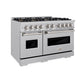 ZLINE 48 in. 6.7 cu. ft. Classic Dual Fuel Range with 8 Burner DuoPro™ Cooktop and Dual Ovens in Satin Stainless Steel, Open Box-Good Condition