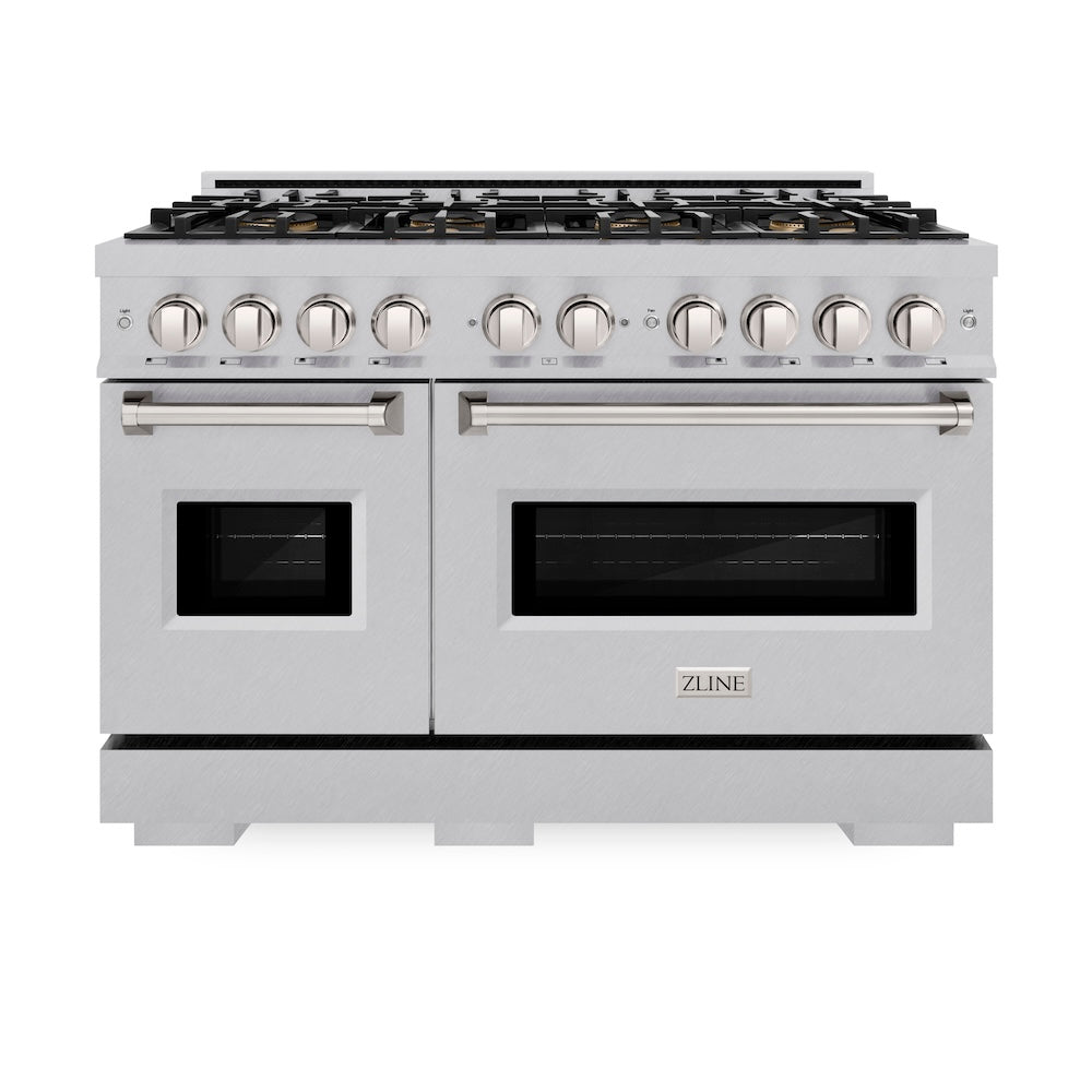 ZLINE 48 in. 6.7 cu. ft. Classic Dual Fuel Range with 8 Burner DuoPro™ Cooktop and Dual Ovens in Satin Stainless Steel, Open Box-Great Condition