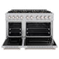 ZLINE 48 in. 6.7 cu. ft. Classic Dual Fuel Range with 8 Burner DuoPro™ Cooktop and Dual Ovens in Satin Stainless Steel, Open Box-Great Condition
