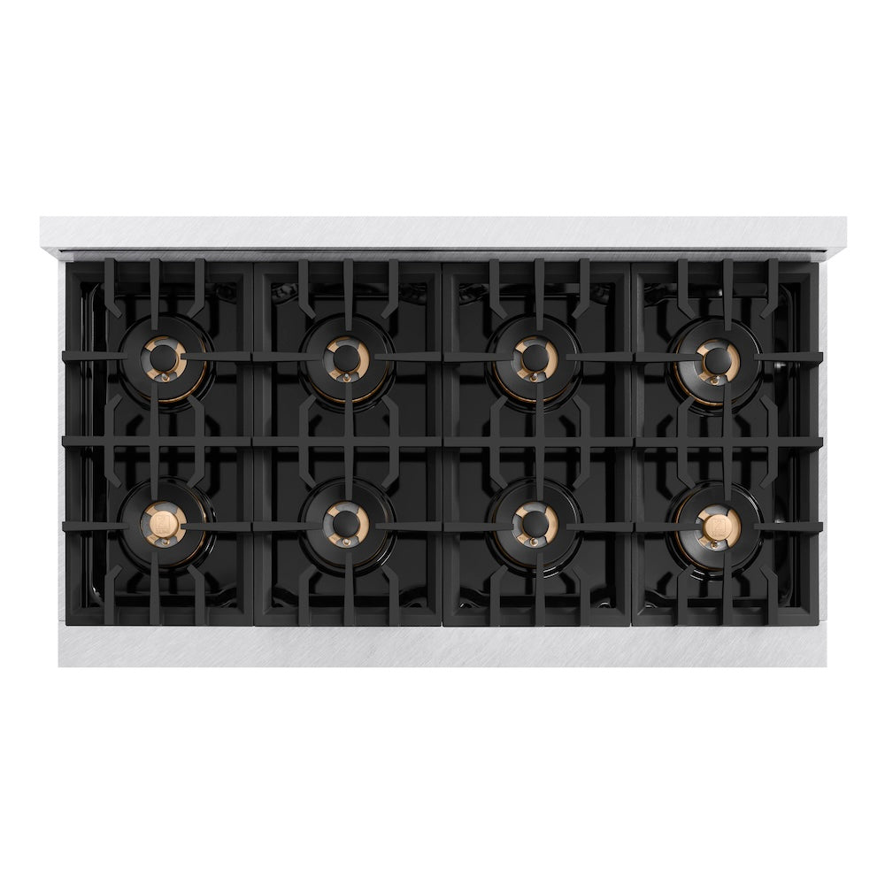 ZLINE 48 in. 6.7 cu. ft. Classic Dual Fuel Range with 8 Burner DuoPro™ Cooktop and Dual Ovens in Satin Stainless Steel, Open Box-Great Condition