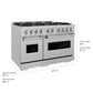 ZLINE 48 in. 6.7 cu. ft. Classic Dual Fuel Range with 8 Burner DuoPro™ Cooktop and Dual Ovens in Satin Stainless Steel, Open Box-Great Condition