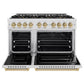 ZLINE Autograph Edition 48 in. 6.7 cu. ft. Classic Dual Fuel Range with 8 Burner DuoPro™ Cooktop and Dual Ovens in Satin Stainless Steel and Champagne Bronze Accents, Open Box-Great Condition