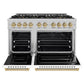 ZLINE Autograph Edition 48 in. 6.7 cu. ft. Classic Dual Fuel Range with 8 Burner DuoPro™ Cooktop and Dual Ovens in Satin Stainless Steel with White Matte Doors and Champagne Bronze Accents, Open Box-Great Condition