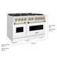 ZLINE Autograph Edition 48 in. 6.7 cu. ft. Classic Dual Fuel Range with 8 Burner DuoPro™ Cooktop and Dual Ovens in Satin Stainless Steel with White Matte Doors and Champagne Bronze Accents, Open Box-Great Condition