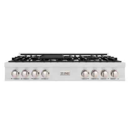 ZLINE 48 in. Classic Gas Rangetop with 8 Burners and Porcelain Cooktop in Satin Stainless Steel (RTS-48)