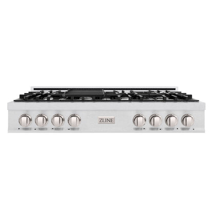 ZLINE 48 in. Classic Gas Rangetop with 8 Burners and Porcelain Cooktop in Satin Stainless Steel, Open Box-Great Condition